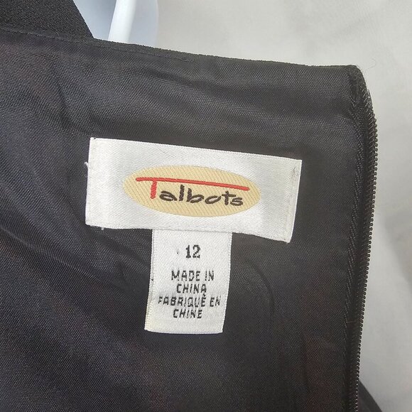 Vintage Talbots Black Sleeveless Embroidered Dress Minimalist Shift Retro 12 - Picture 11 of 14